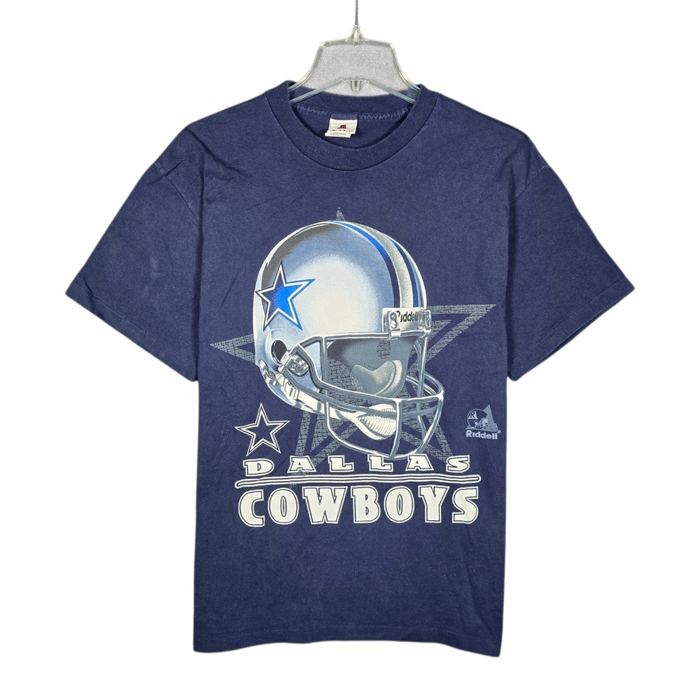 Vintage 90s Riddell Dallas Cowboys‎ T-Shirt Mens Large Helmet Blue USA NFL Salem